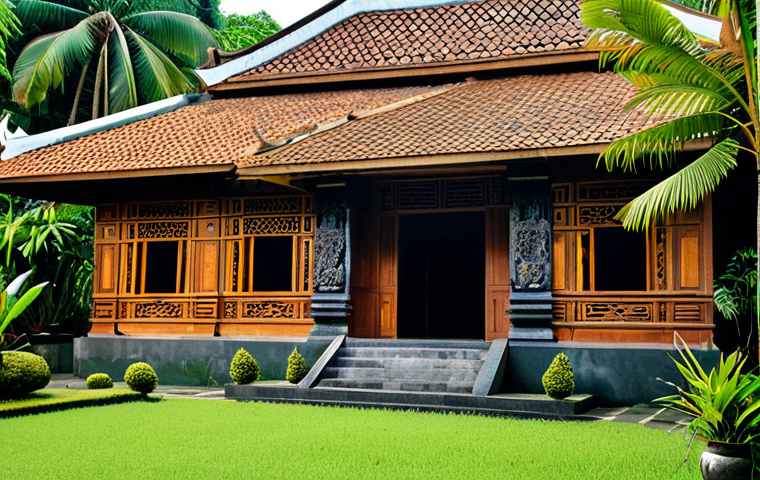 **

"A traditional Javanese Joglo house, fully clothed, viewed from a respectful distance. Intricate wood carvings adorn the exterior. Lush tropical foliage surrounds the home. The scene is bathed in warm, natural light. Safe for work, appropriate content, family-friendly, perfect anatomy, correct proportions, professional architectural photography, high quality, modest setting."

**