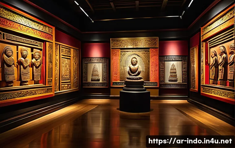 인도네시아 국립 박물관 - A vibrant museum interior showcasing a diverse collection of Indonesian cultural artifacts, includin...