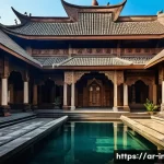 인도네시아의 종교 건축물 - A traditional Indonesian mosque in Yogyakarta, showcasing intricately carved wooden pillars and mult...
